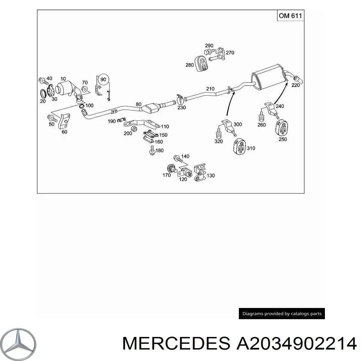 Конвертор-каталізатор (каталітичний нейтралізатор) Mercedes A2034902214 ціна, від 240.18 USD