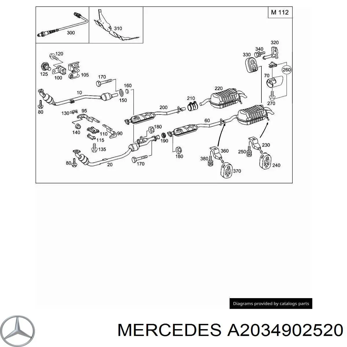 A2034905319 Mercedes Конвертор-каталізатор, лівий