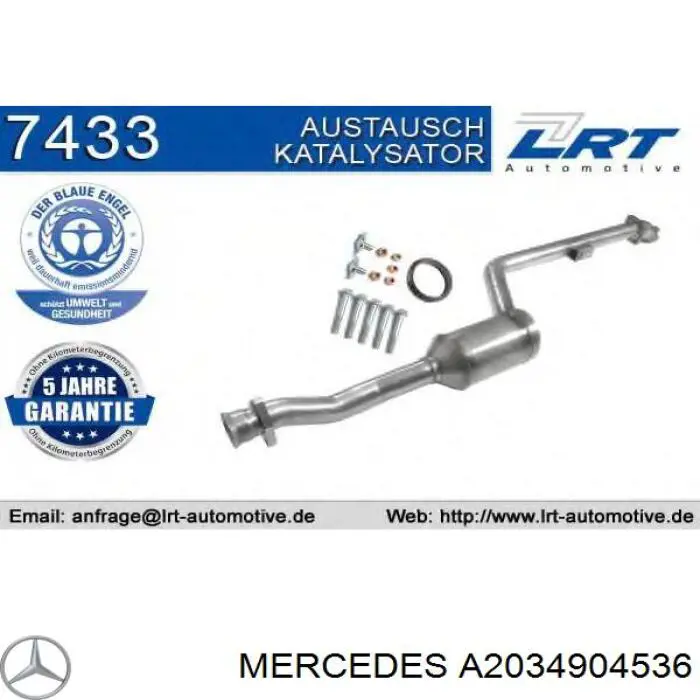 Конвертор-каталізатор (каталітичний нейтралізатор) Mercedes A2034904536 ціна, від 240.18 USD