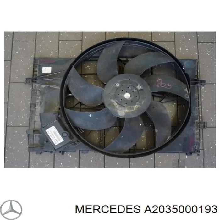 Купити A2035000193 Mercedes Дифузор радіатора охолодження, в зборі з двигуном і крильчаткою