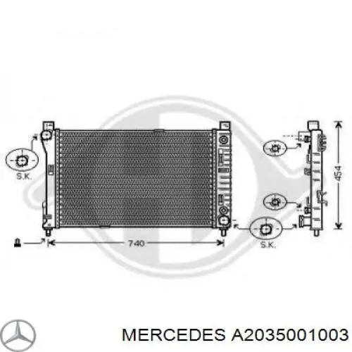 A2035001003 Mercedes радіатор охолодження двигуна