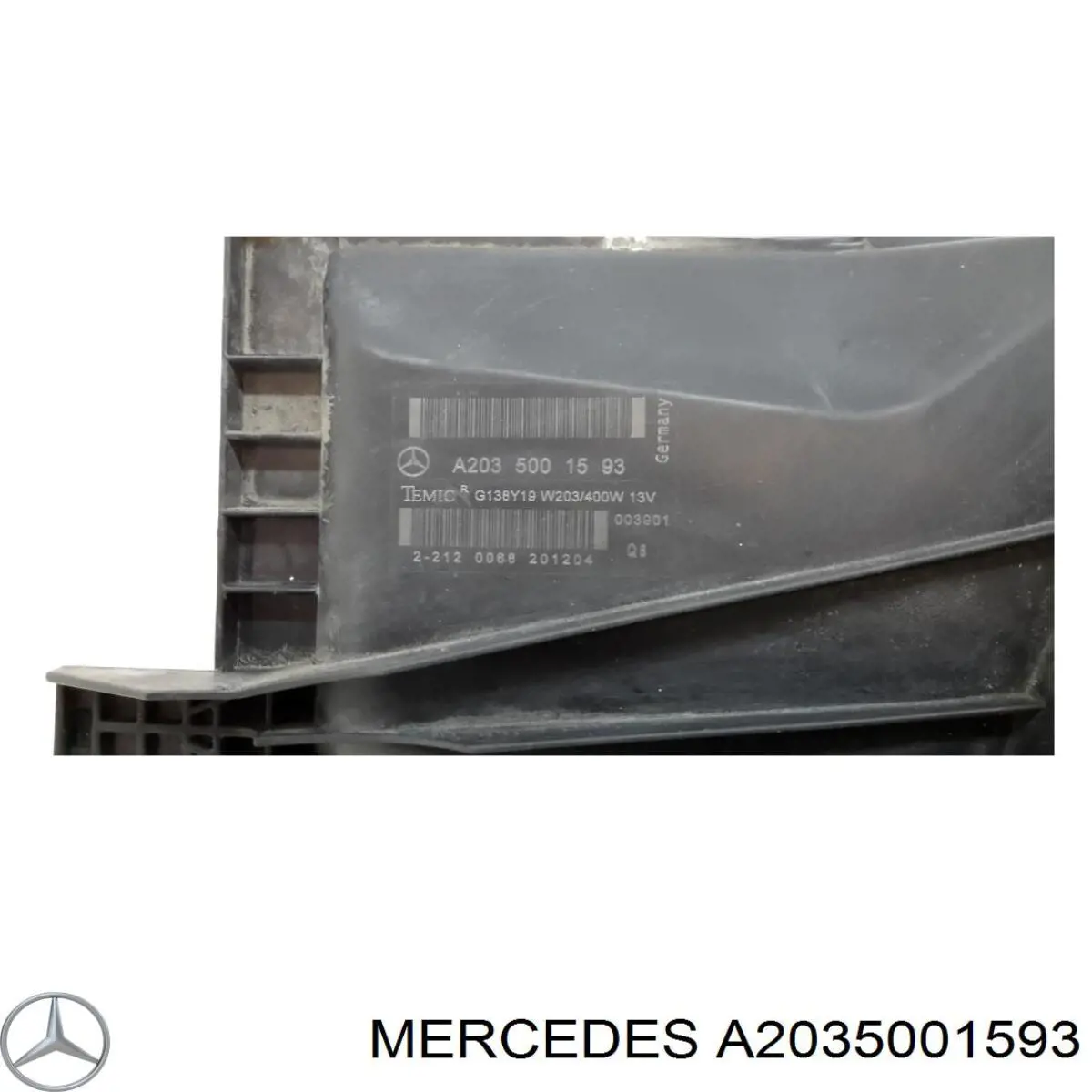 A2035001593 Mercedes Дифузор радіатора охолодження, в зборі з мотором і крильчаткою