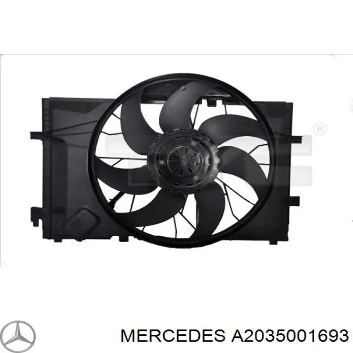 Купити A2035001693 Mercedes Дифузор радіатора охолодження, в зборі з двигуном і крильчаткою