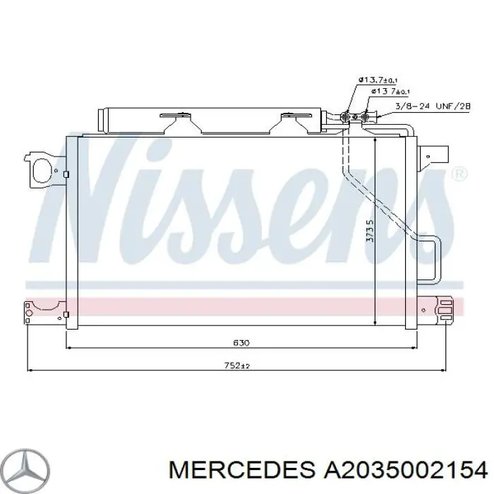 Конденсатор кондиціонера Mercedes A2035002154 ціна, від 126.83 USD