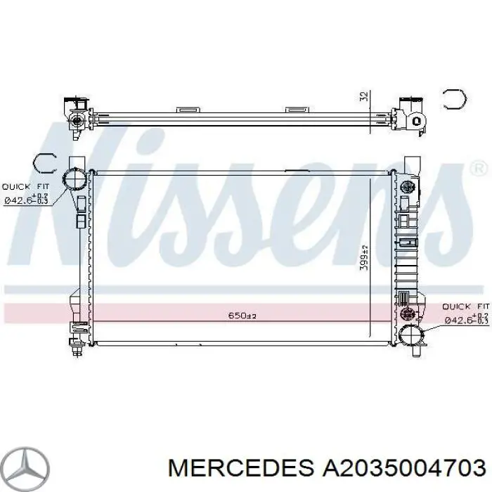 Радіатор A2035004703 Mercedes