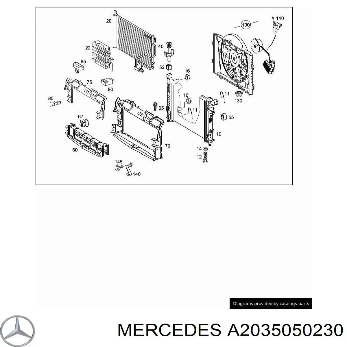 Жалюзі радіатора охолодження 203505023064 Mercedes