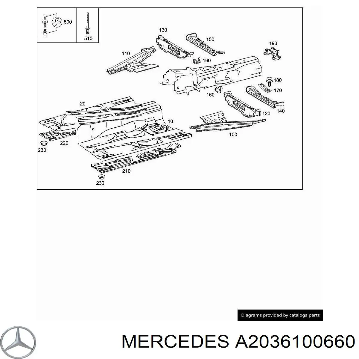Підстава кабіни (підлога кузова) Mercedes A2036100660 ціна, від 807.81 USD