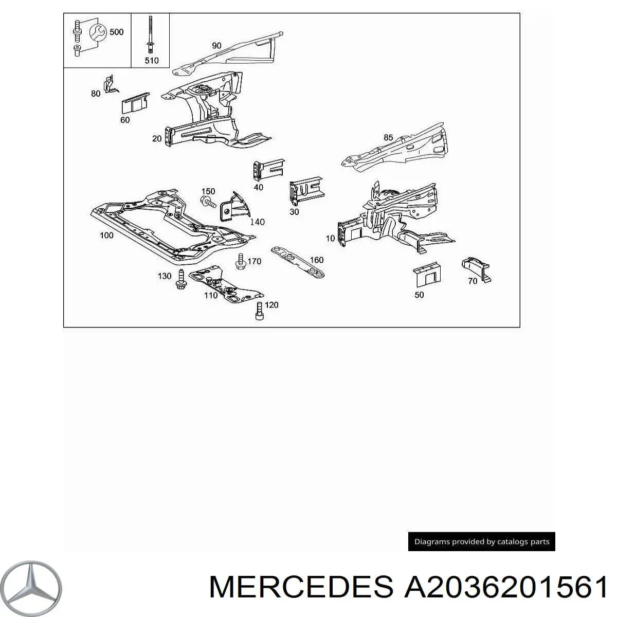 Лонжерон рами передній лівий на Mercedes C-Class (W203)
