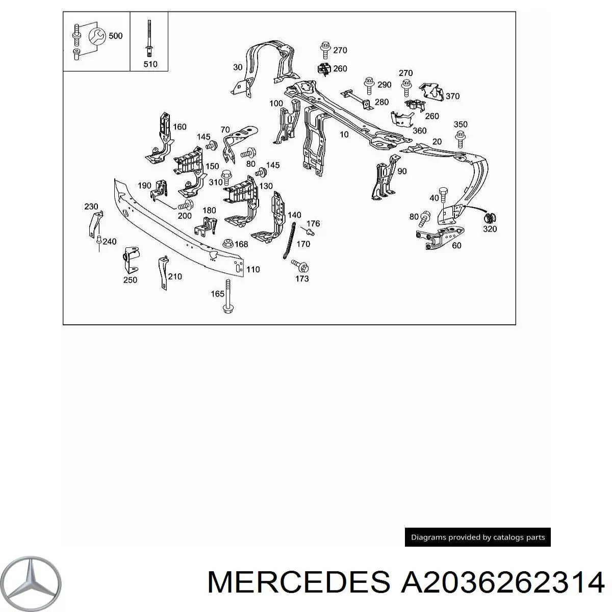 Кронштейн-адаптер кріплення фари передньої, лівої Mercedes A2036262314 ціна, від 12.67 USD