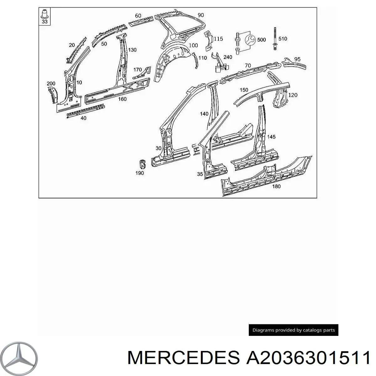 Стійка центральна, ліва на Mercedes C-Class (S203)