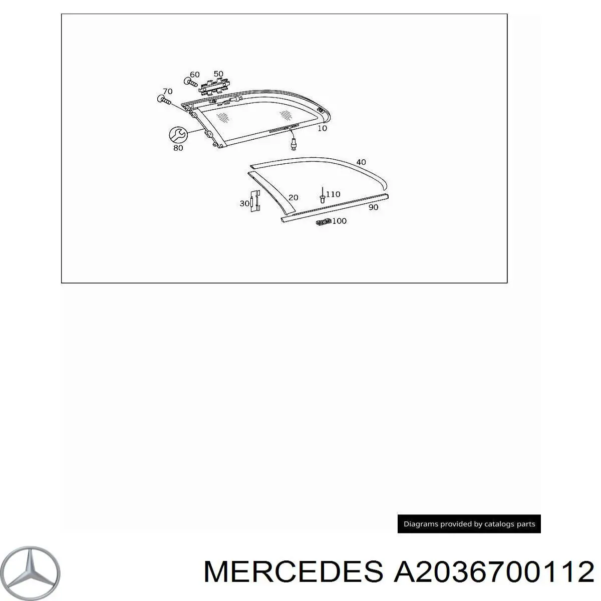 A2036700112 Mercedes Скло багажного відсіку, ліве
