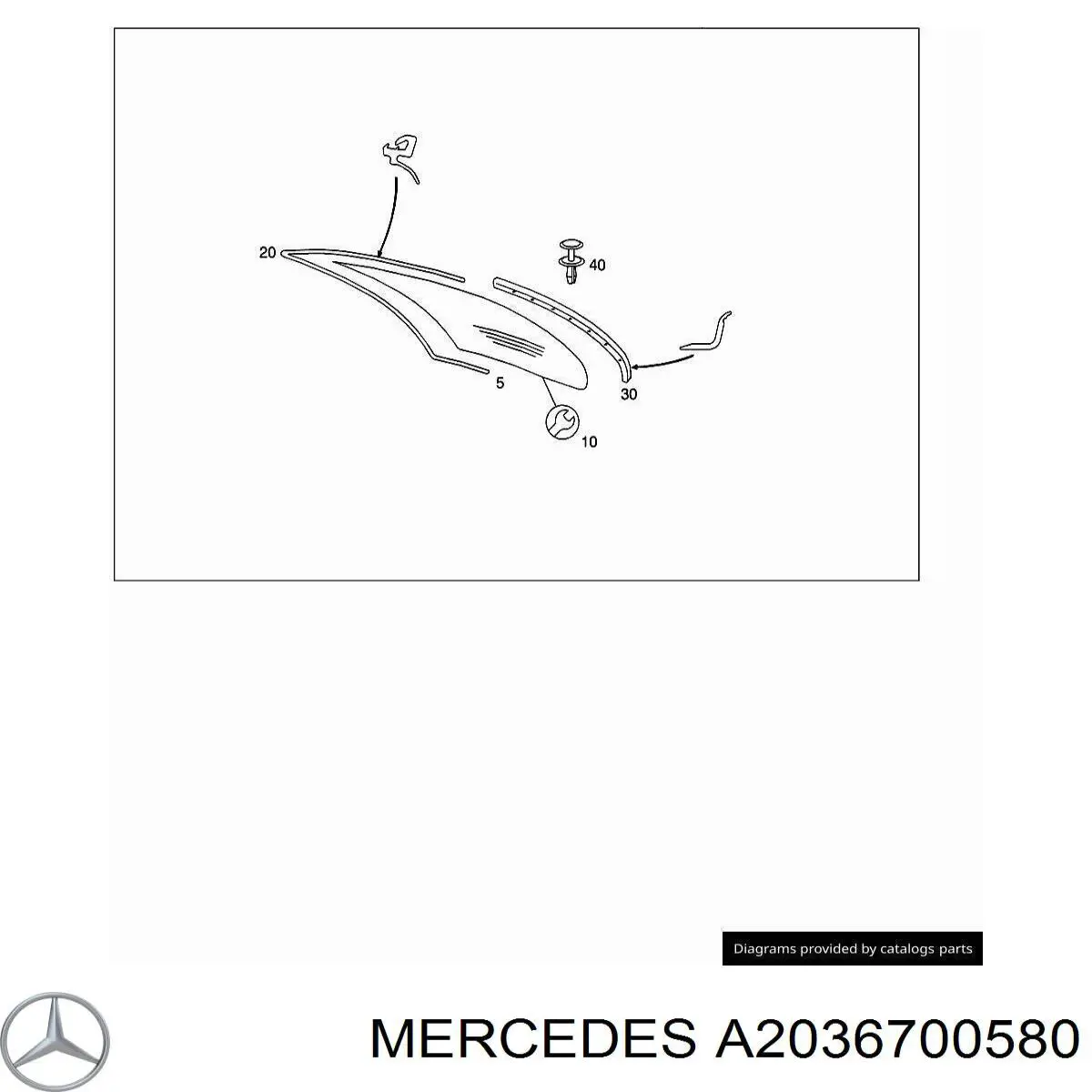 Купити A2036700000 Mercedes Скло заднє