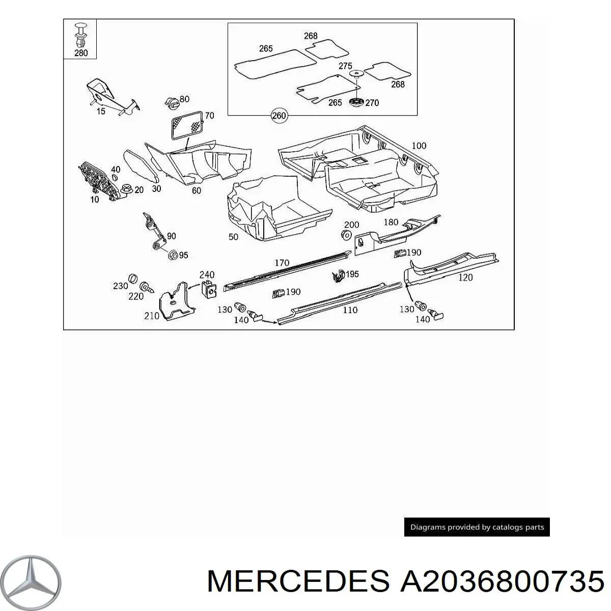  Mercedes A2036800735 ціна, від 7.05 USD