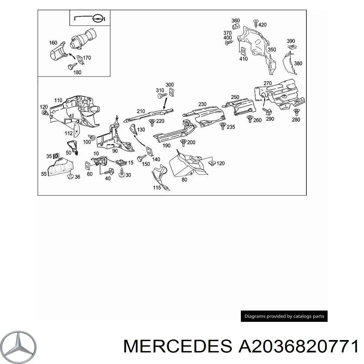  Захист (тепловий екран) вихлопної системи Mercedes C 