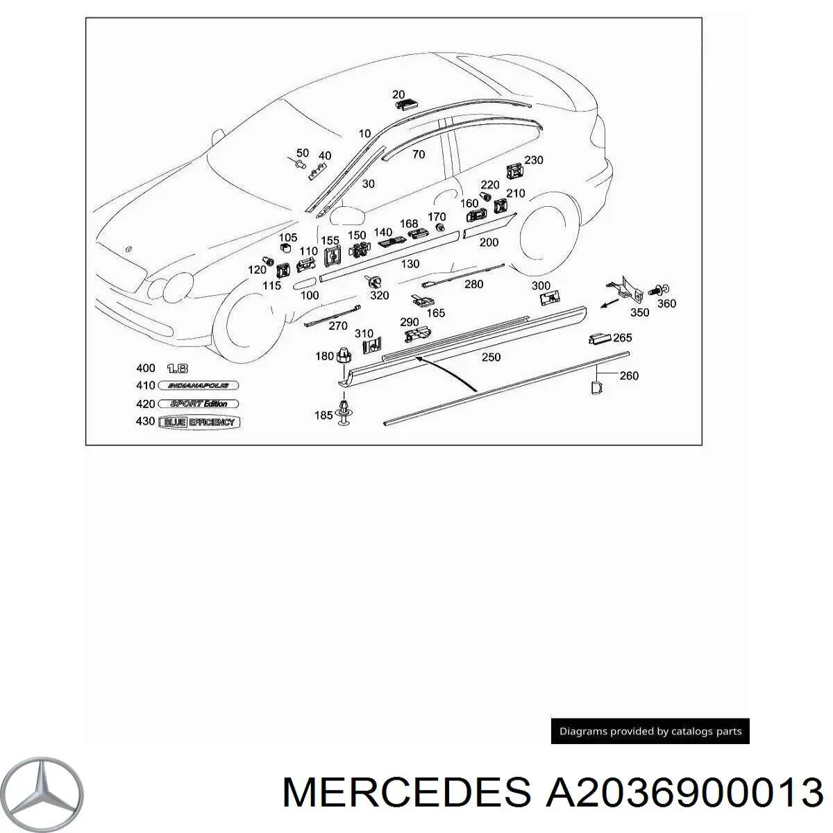 A2036900013 Mercedes Автомобільне скло