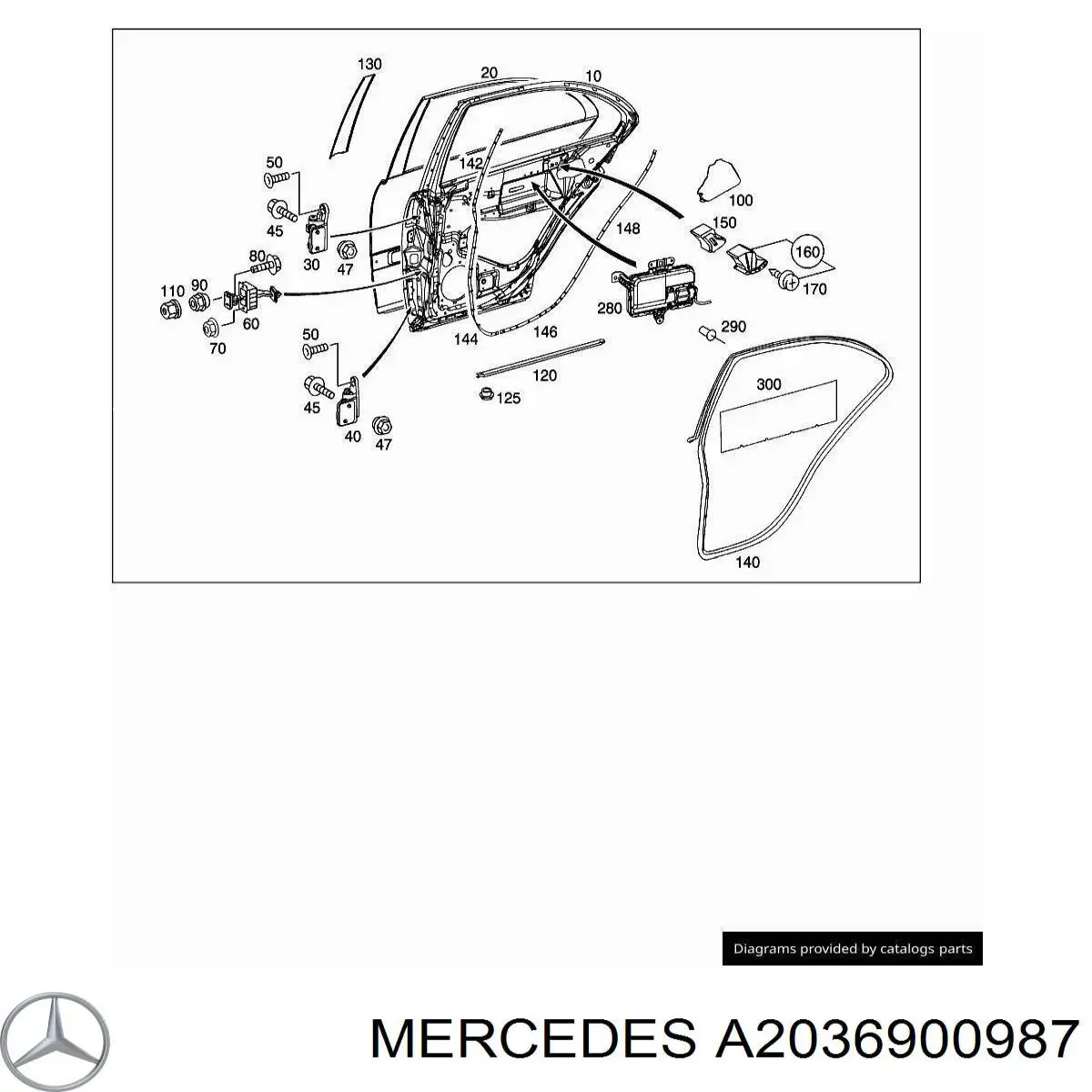 Накладка задньої двері, лівої, вертикальна Mercedes A2036900987 ціна, від  USD
