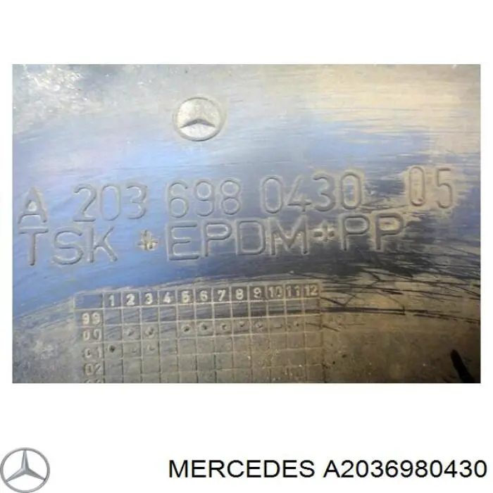 Купити A2036980430 Mercedes Підкрилок заднього крила, правий