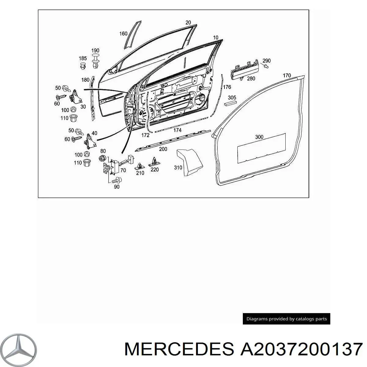 Купити A2037200137 Mercedes Петля водійських дверей