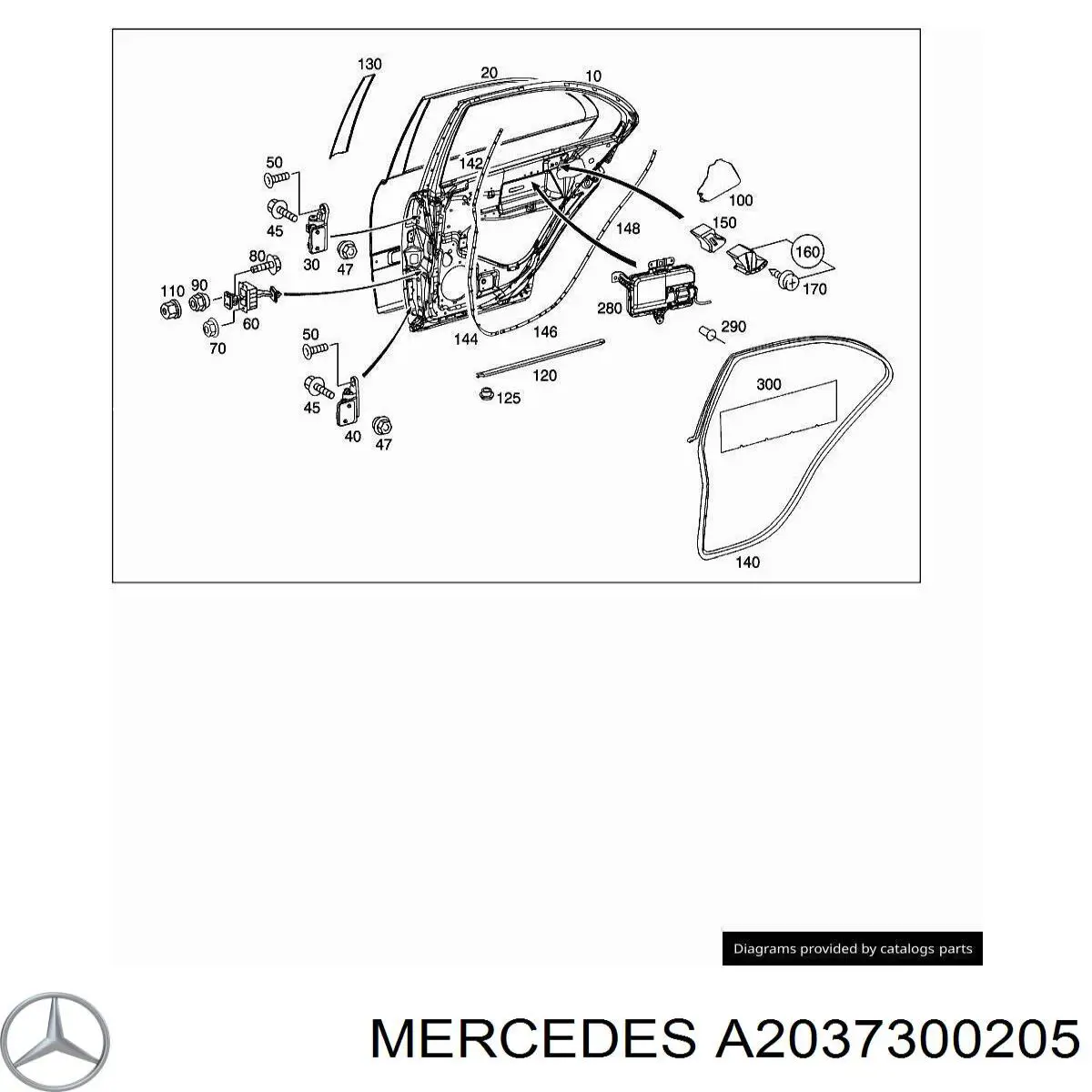 Двері задні, праві на Mercedes C-Class (W203)
