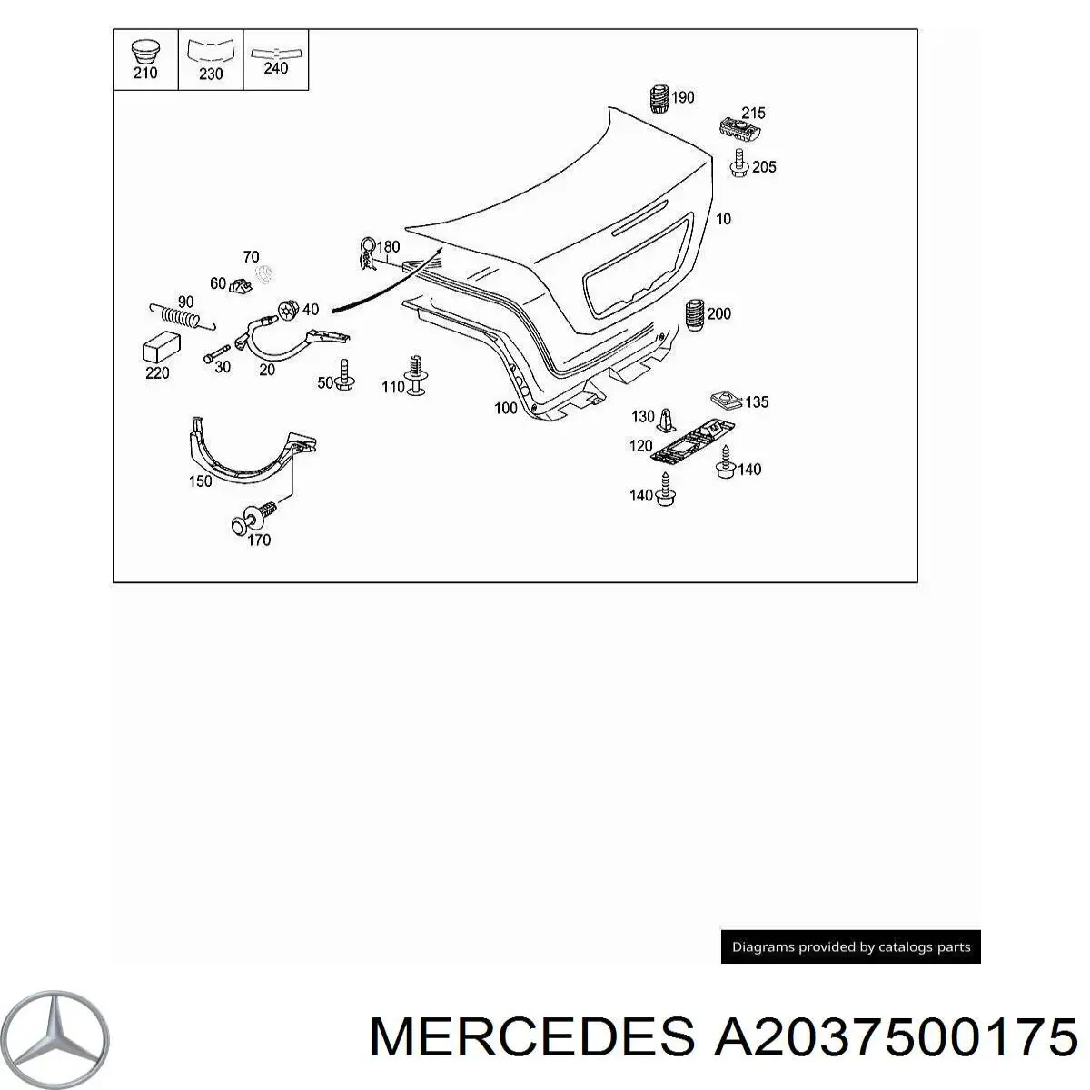 A203750067567 Mercedes кришка багажника