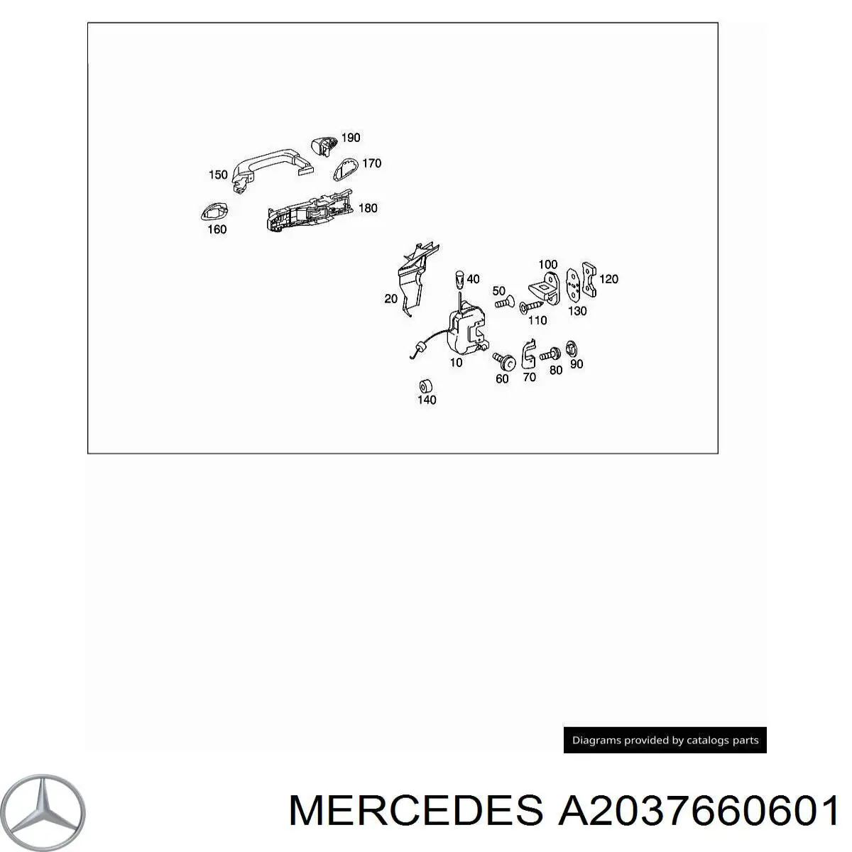 Ручка передньої двері зовнішня права на Mercedes C (W203)