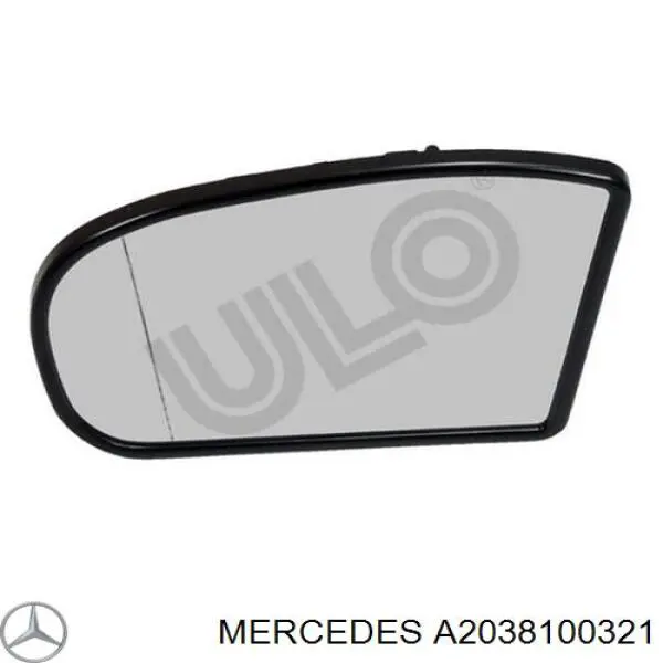 A2038100321 Mercedes дзеркальний елемент дзеркала заднього виду, лівого