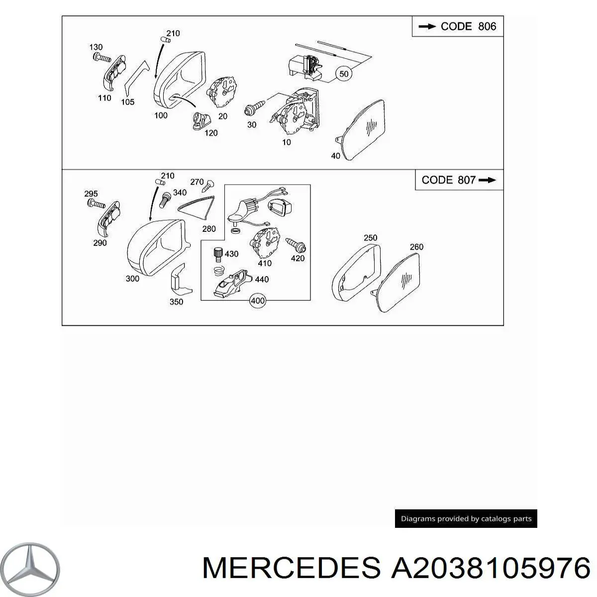 Корпус дзеркала заднього виду, лівого Mercedes A2038105976 ціна, від 63.34 USD