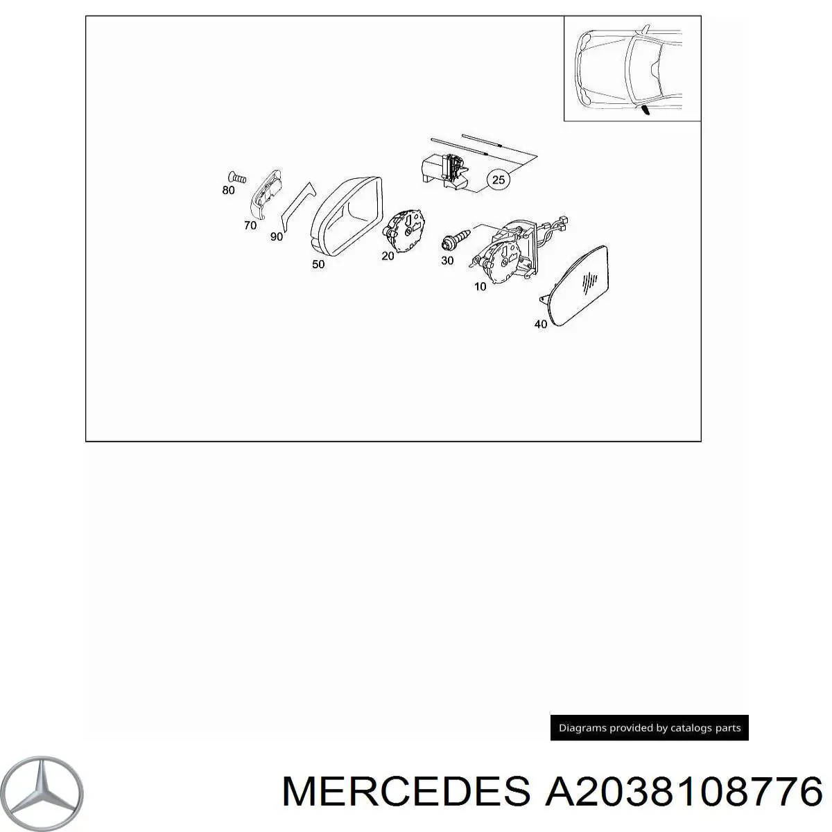 A2038108776 Mercedes Мотор приводу скла дзеркала заднього виду