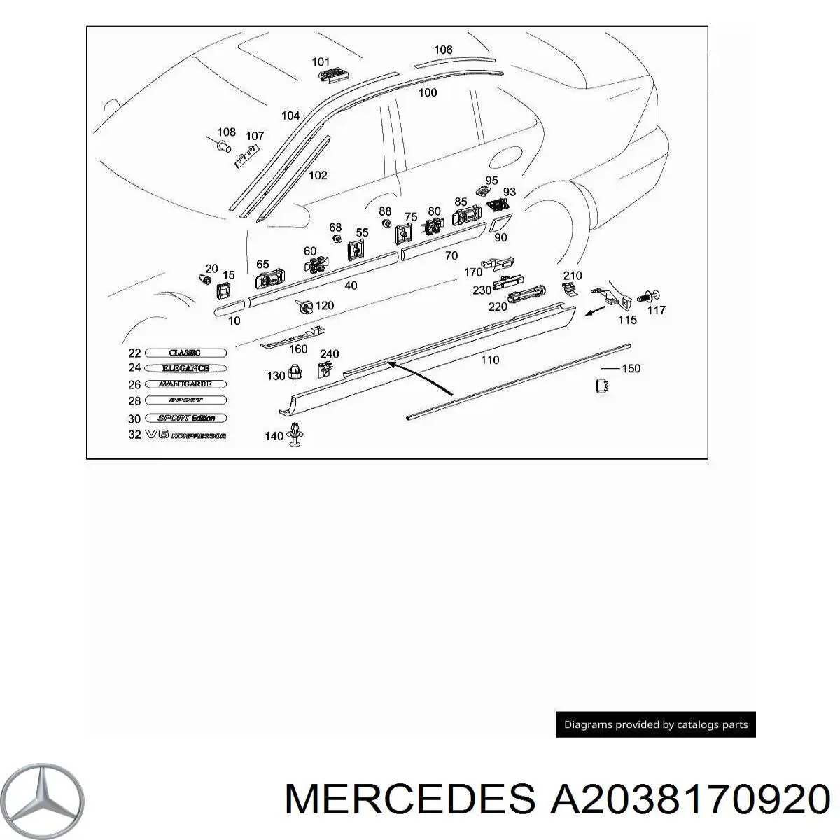  Mercedes A2038170920 ціна, від 83.12 USD