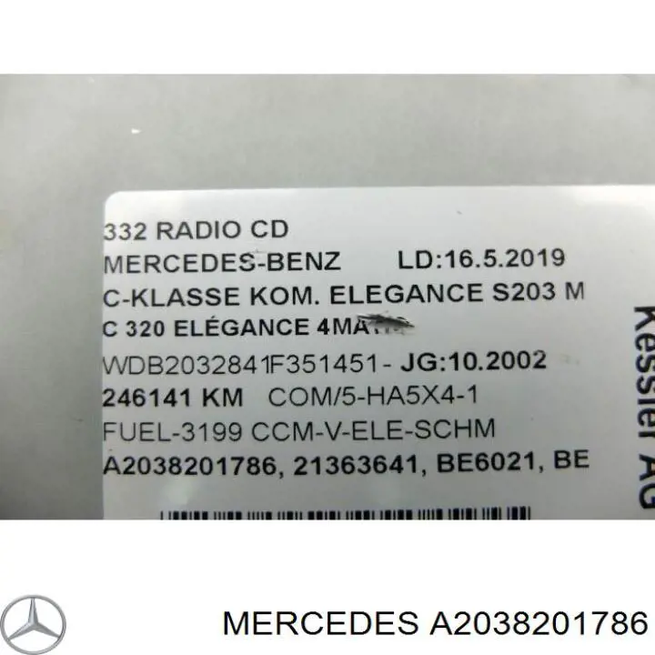  A2038201786 Mercedes