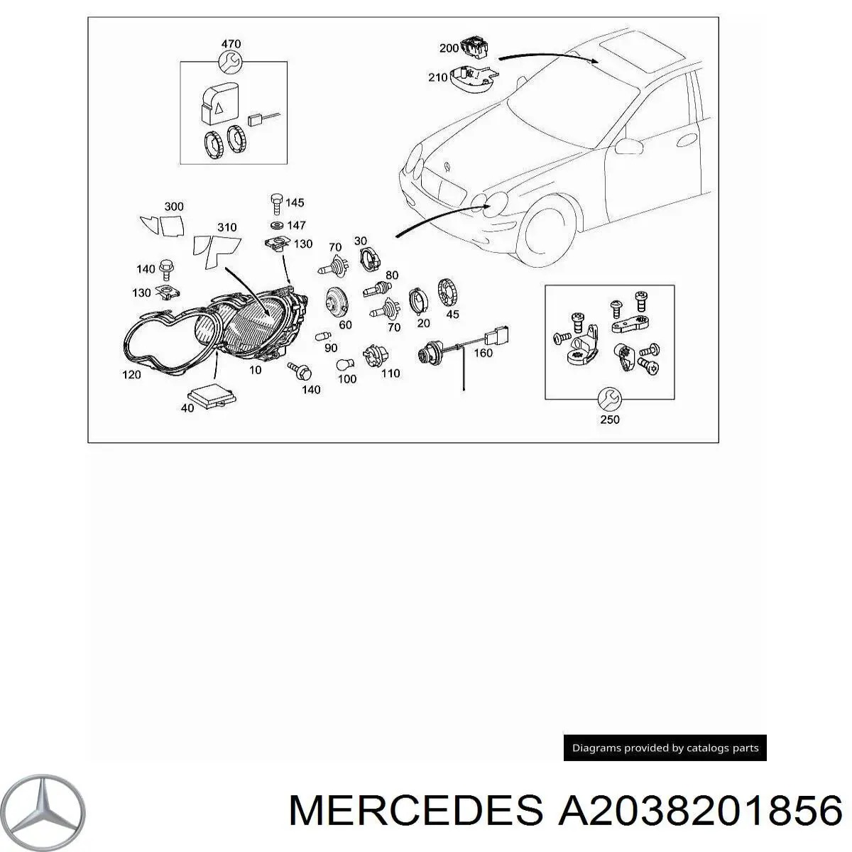 A2038201856 Mercedes фара протитуманна, права
