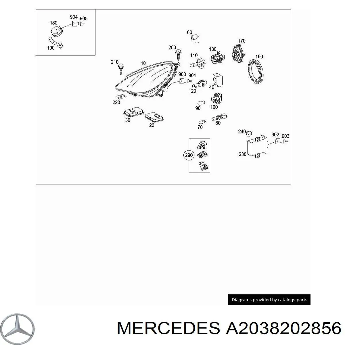 A2038202856 Mercedes фара протитуманна, права
