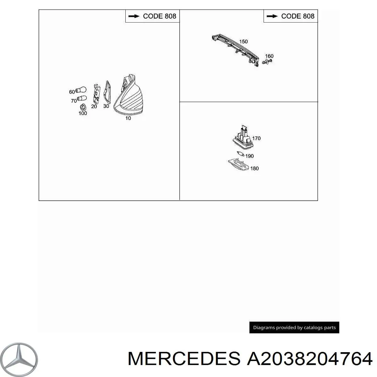 Ліхтар задній лівий Mercedes A2038204764 ціна, від 45.61 USD