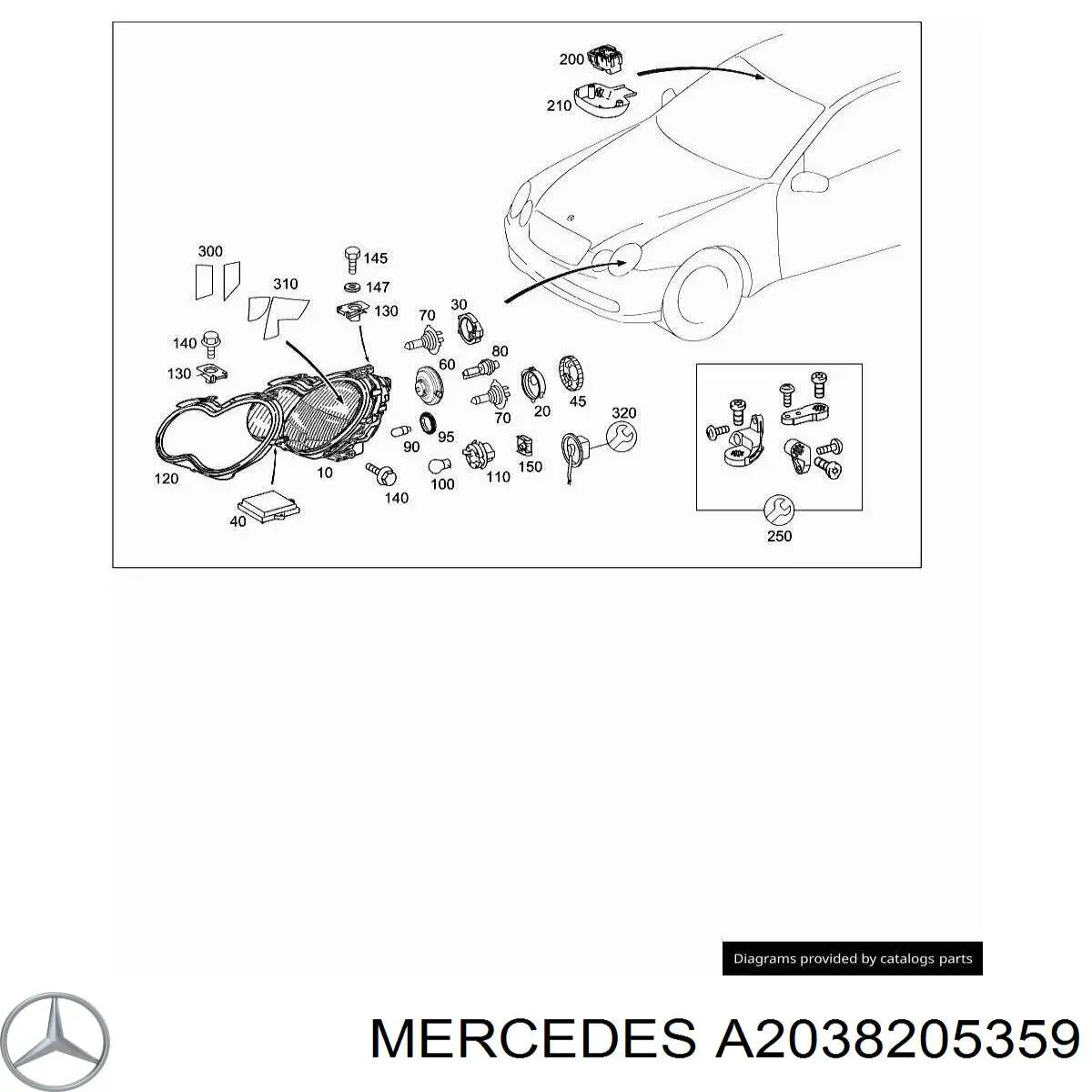 Фари Mercedes A2038205359 ціна, від 22.52 USD