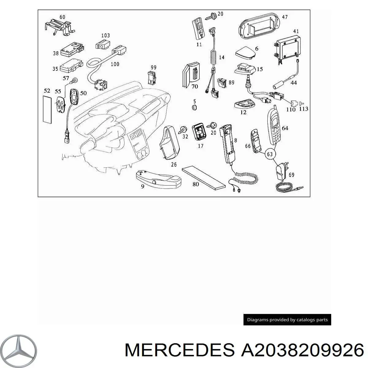 Блок керування телефоном Mercedes A2038209926 ціна, від 5.59 USD