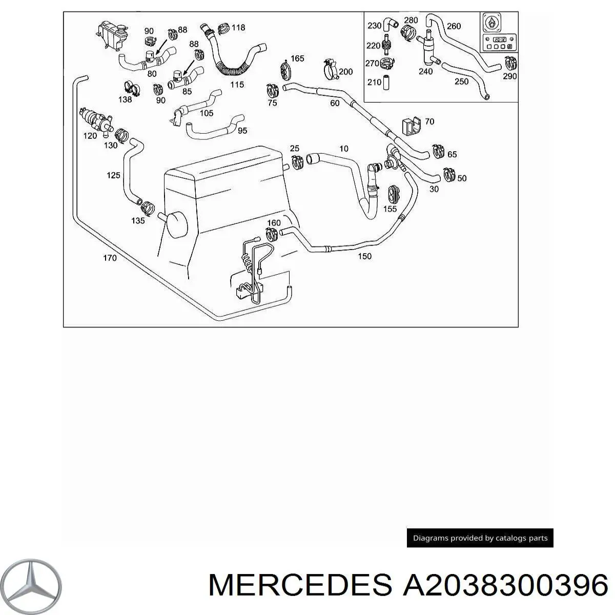 A203830039664 Mercedes шланг радіатора опалювача/пічки, подача