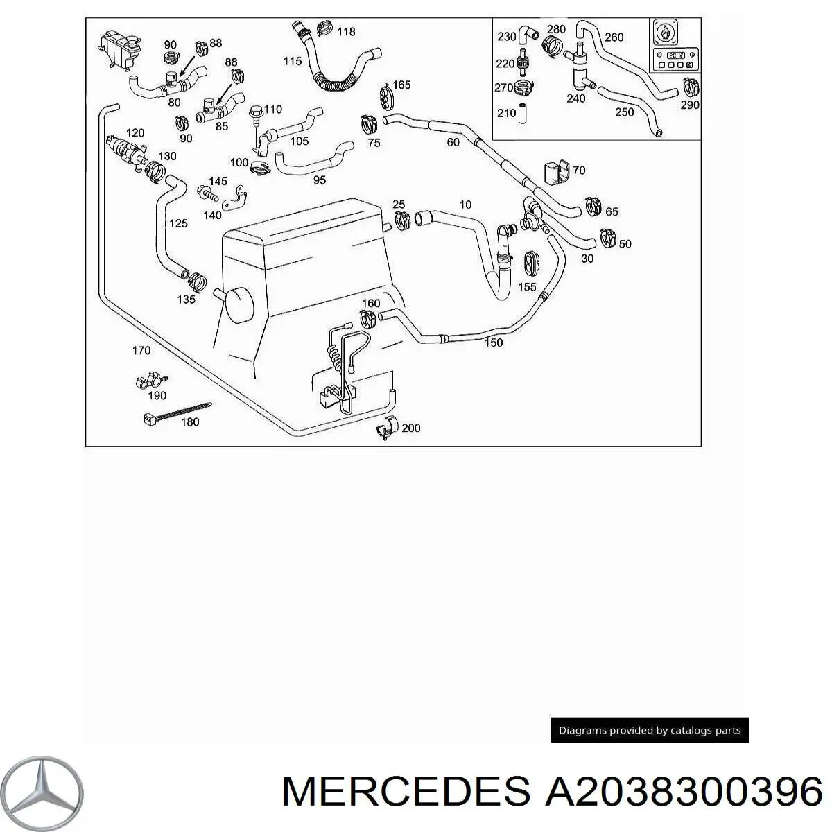 Шланг радіатора опалювача/пічки, подача Mercedes A203830039664 ціна, від 29.14 USD