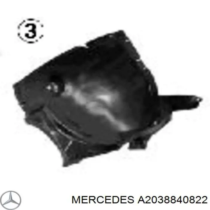 Підкрилок переднього крила, правий передній Mercedes A2038840822 ціна, від 11.82 USD