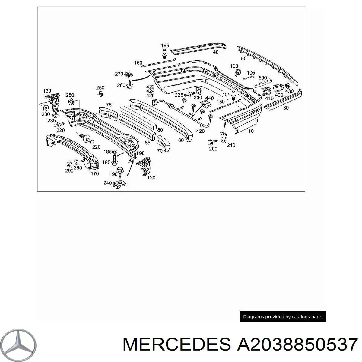 Абсорбер (наповнювач) бампера заднього на Mercedes C-Class (W203)