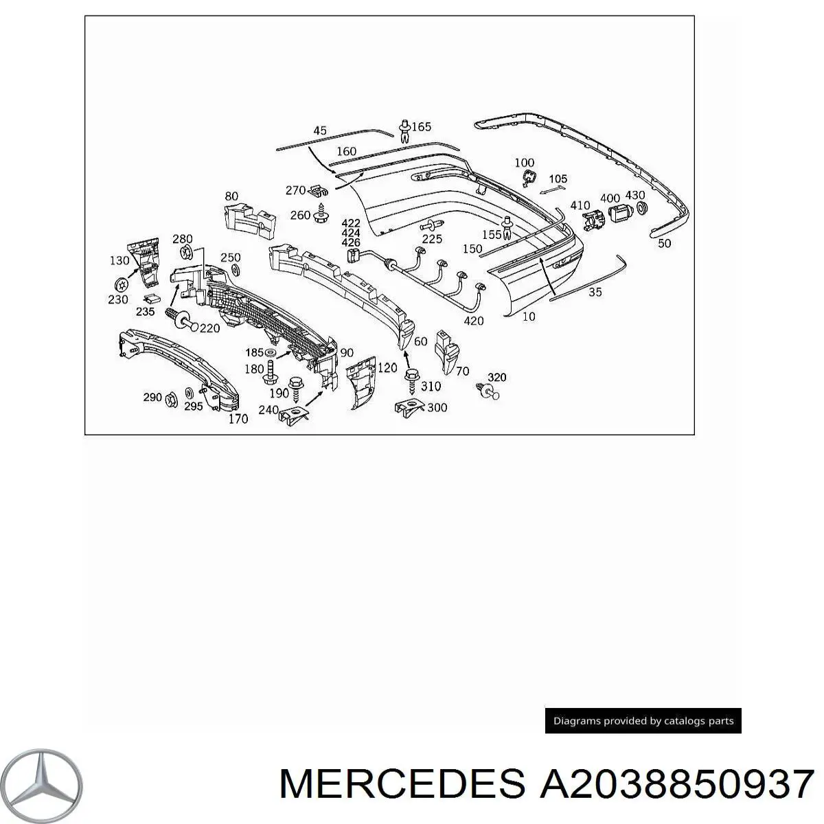 Наповнювач бампера заднього Mercedes A2038850937 ціна, від 9.11 USD