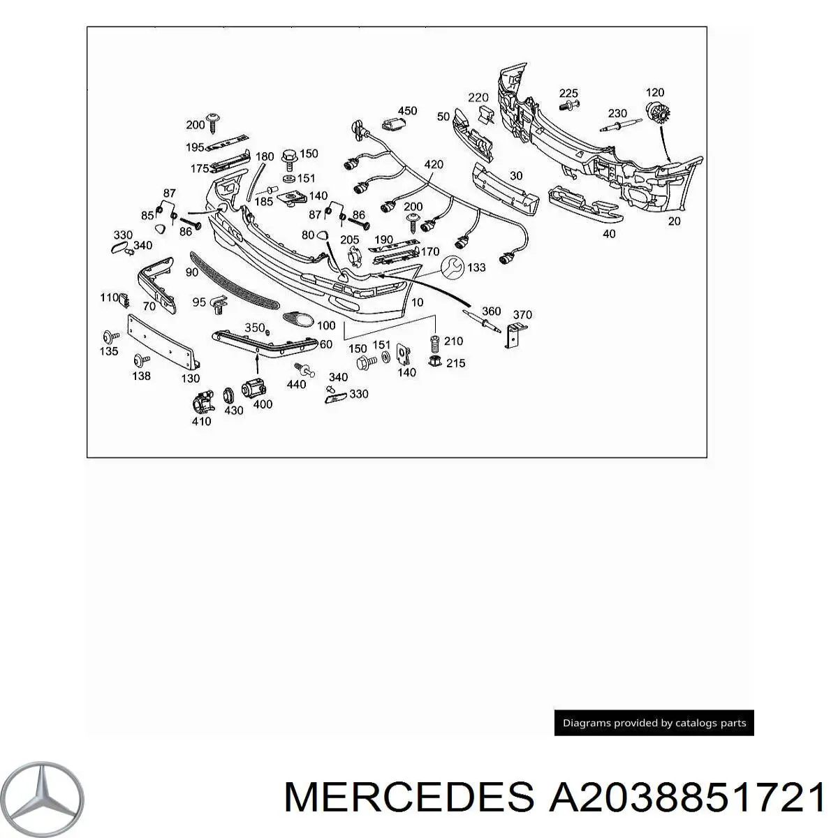 Купити A2038851721 Mercedes Молдинг переднього бампера, лівий