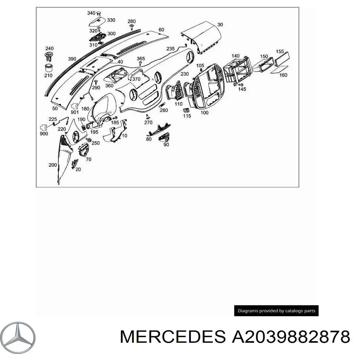 Купити A2039882878 Mercedes З'єднувальні елементи, система випуску