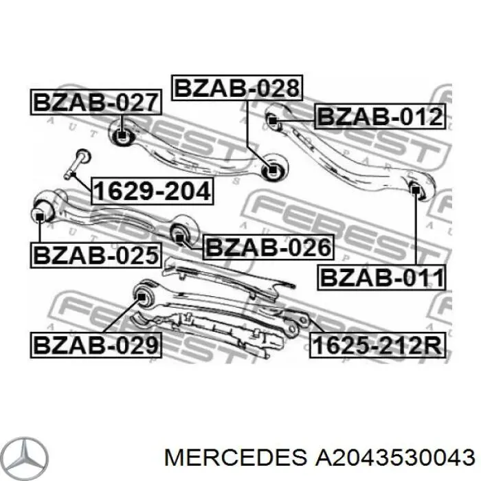 A2043530043 Mercedes Сайлентблок задньої підвіски