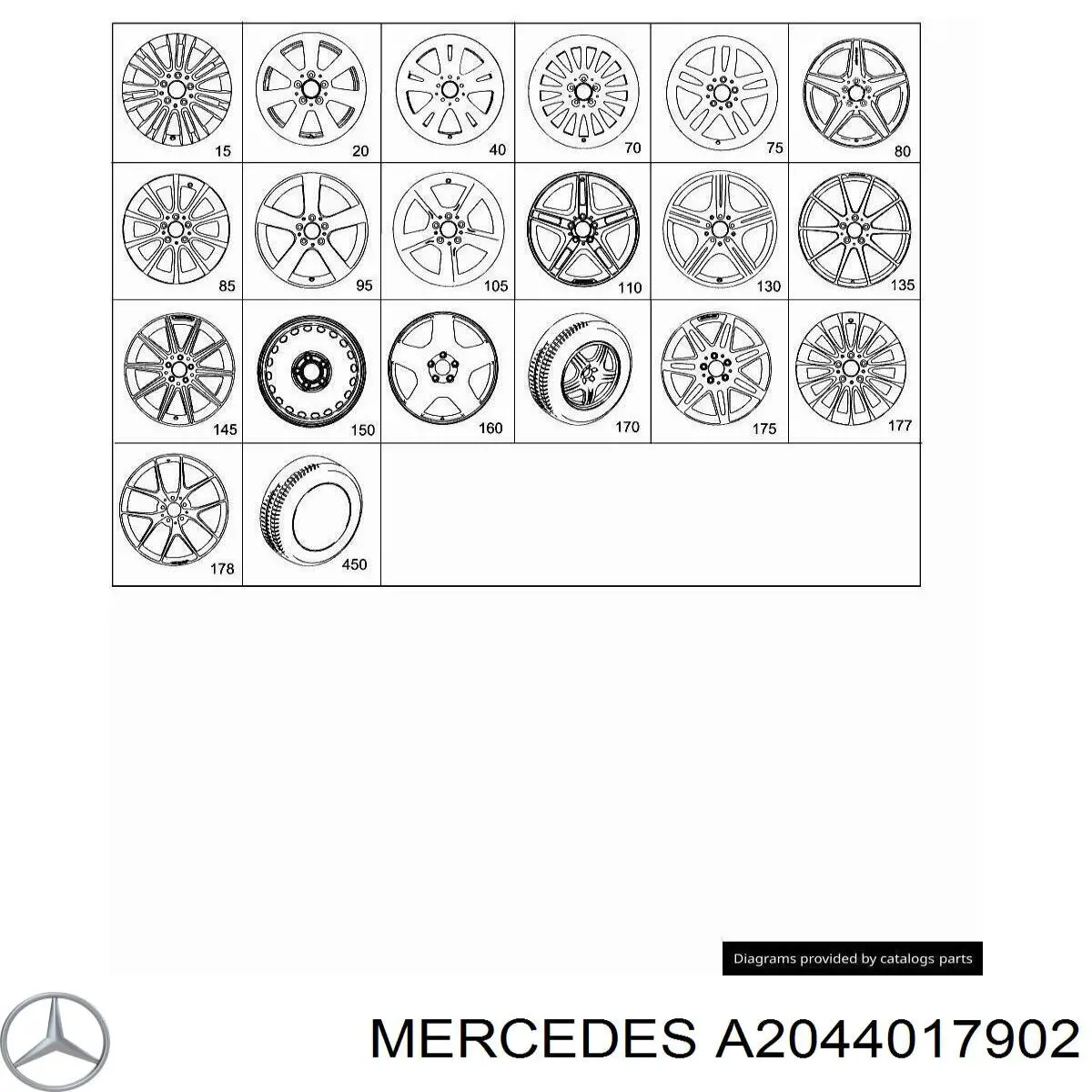A2044017902 Mercedes Диски колісні литі (легкосплавні, титанові)