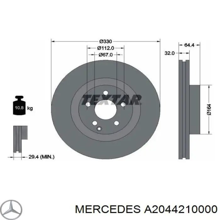 Купити A2044210000 Mercedes Ротор гальмівний