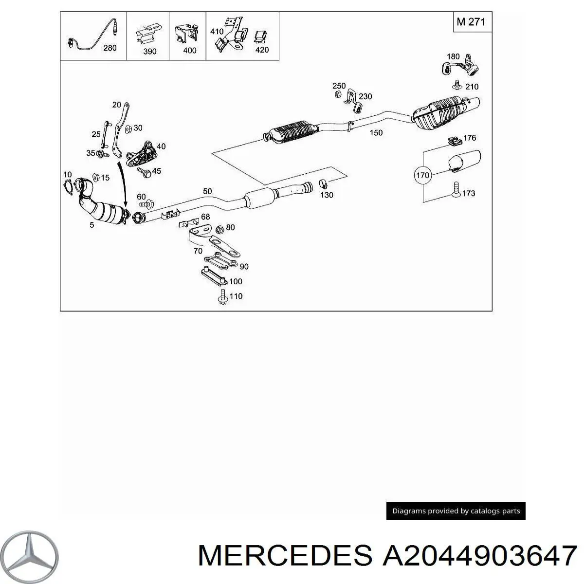 Глушник, передня частина Mercedes A2044907847 ціна, від 496.93 USD
