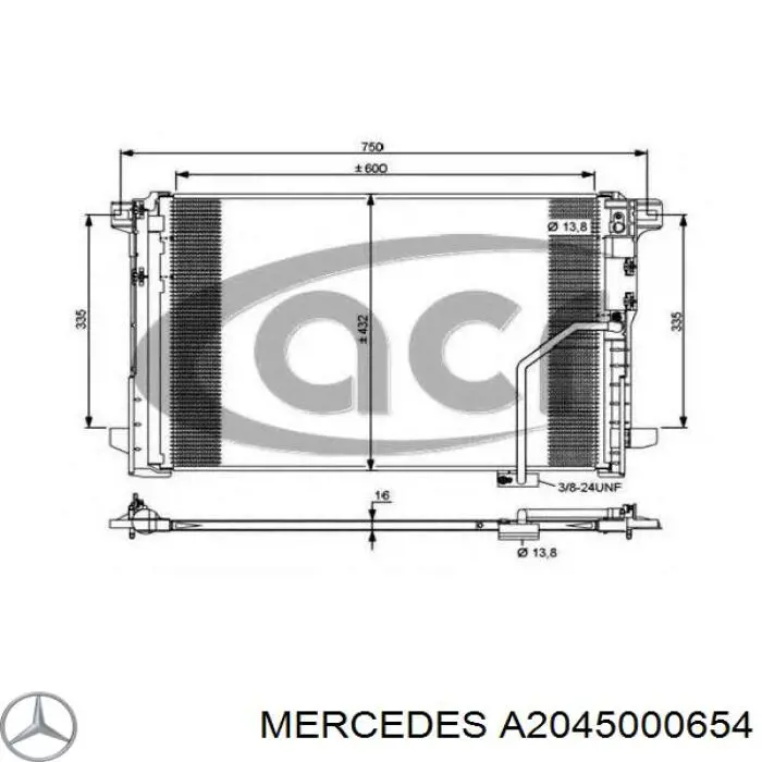 Купити A2045000654 Mercedes Радіатор системи охолодження кондиціонера