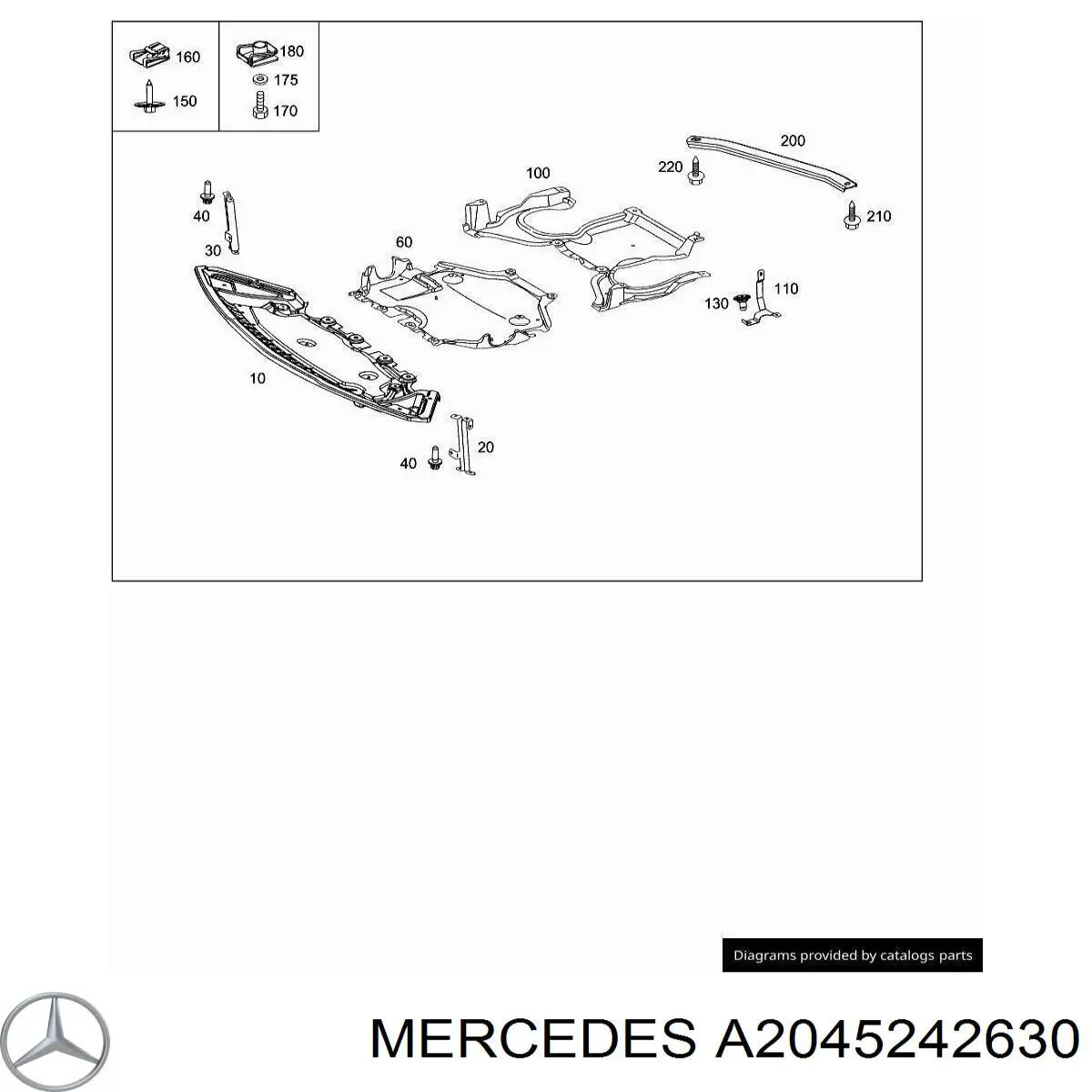 Захист двигуна задній Mercedes A2045243430 ціна, від 76.19 USD