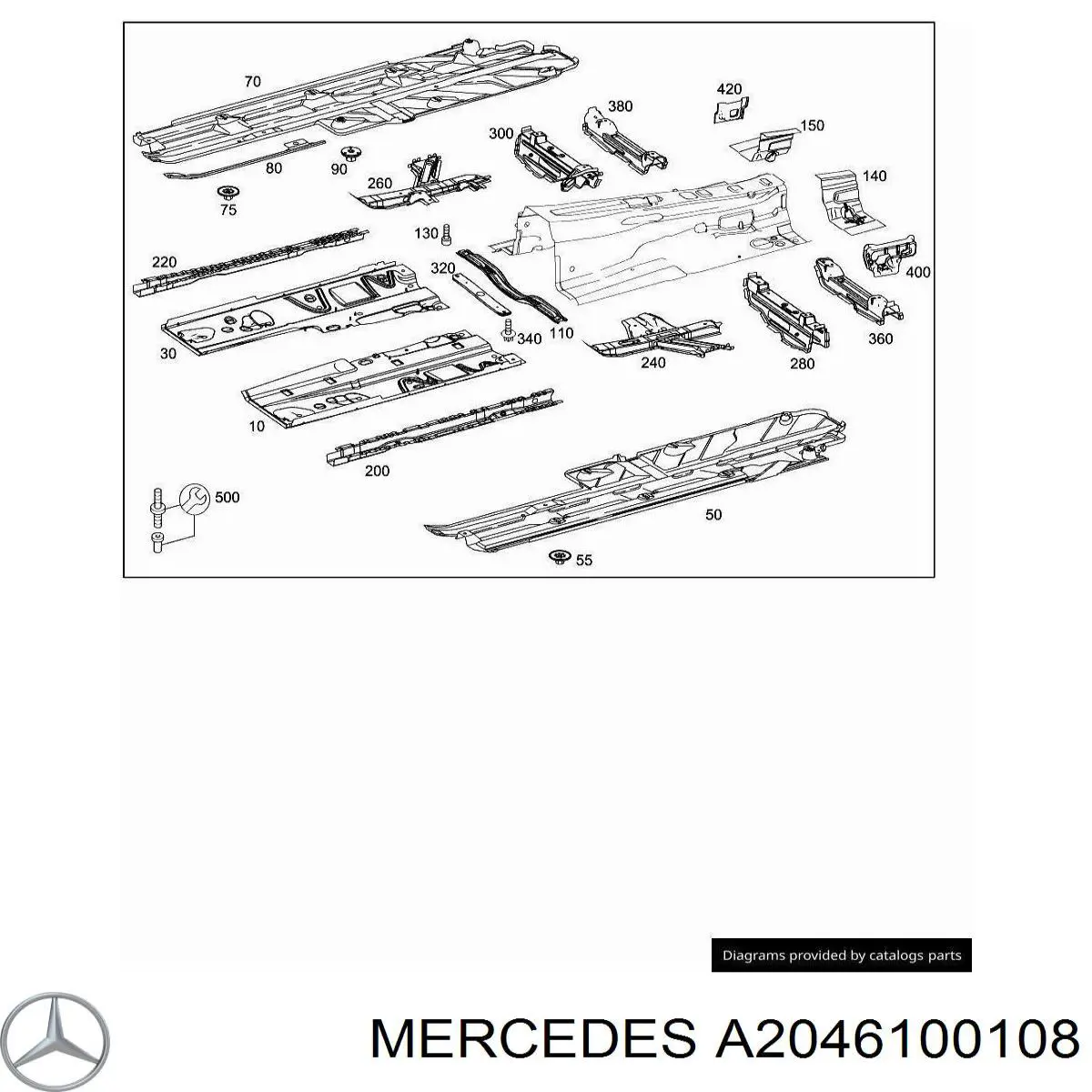 A2046100108 Mercedes Захист днища, лівий