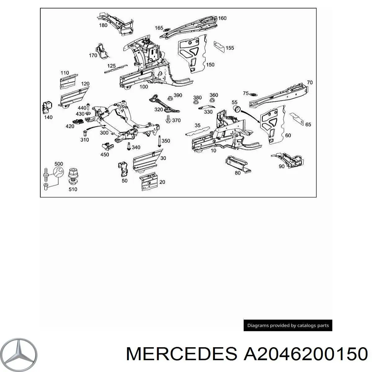 A2046200150 Mercedes Лонжерон рами передній лівий
